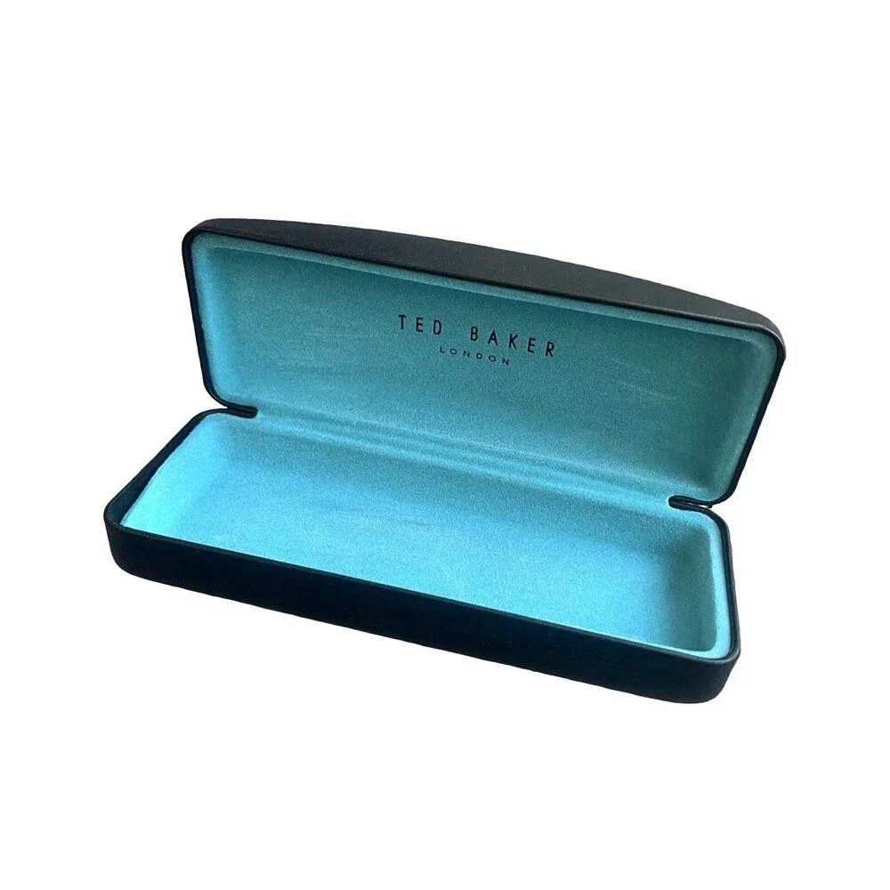 Ted Baker London Hard Shell Eye Glasses Case Only Black With Blue Felt Interior